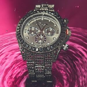 NEW Ed Hardy Luxury Silver Watch with Crystal Accents NWT